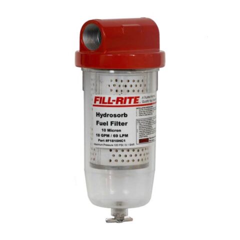 Fill-Rite : F1810HC1 10 Micron Water Detecting Filter, 1" - 12 UNF, 18 GPM, Clear Bowl