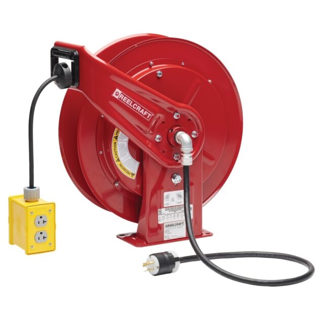 L 70100 123 7QC – 12/3 100 ft. Heavy Duty Quad Box Outlet Power Cord Reel