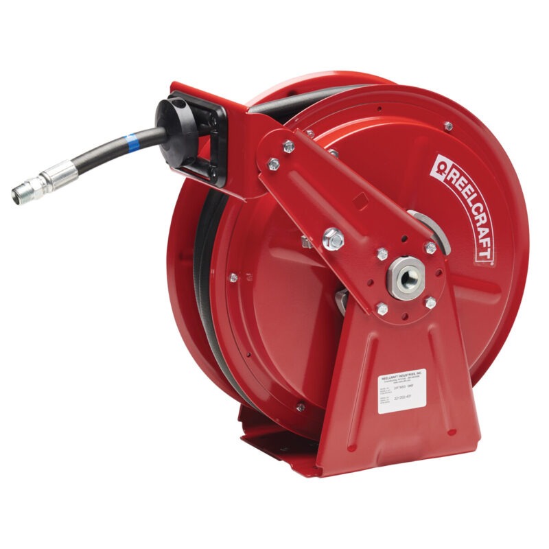 DP7650 OHP – 3/8 in. x 50 ft. Compact Dual Pedestal Hose Reel