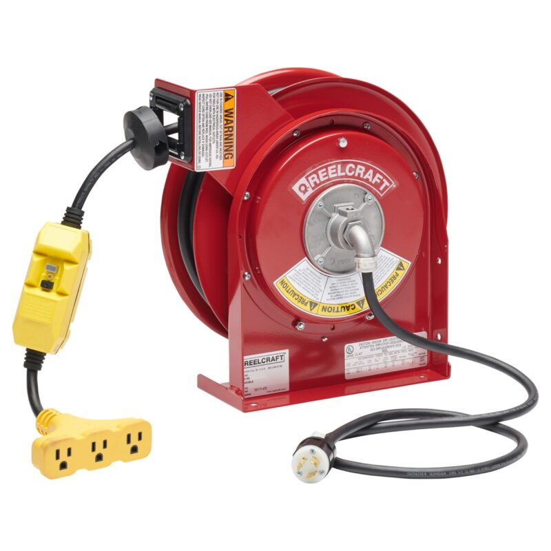 L 4545 123 9GC – 12/3 45 ft. Premium Duty Triple Outlet w/ GFCI Power Cord Reel