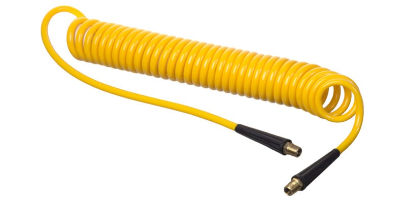 HSC2841 Series 1/4 in. ID and 25 ft Working Length Yellow Polyurethane Self-Store Tubing & Reinforced Hose